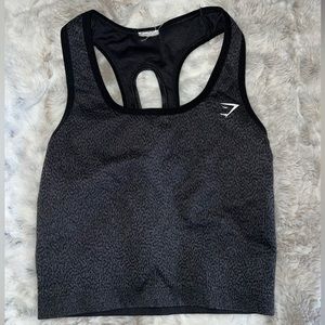 Gymshark sports bra crop top, black/grey, size small